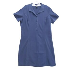 NY&CO Polo Shirt Dress Casual‎ Short Sleeve Collared Knit Blue XL